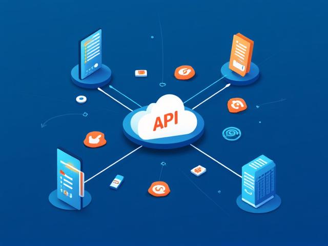 API symbol with various applications connecting, representing a SaaS product's public API.